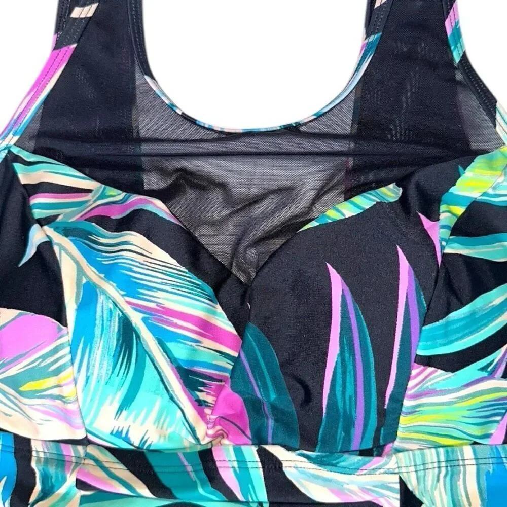 Torrid Tropical Floral Mesh Inset One Piece Swimsuit NWT - Picture 8 of 14